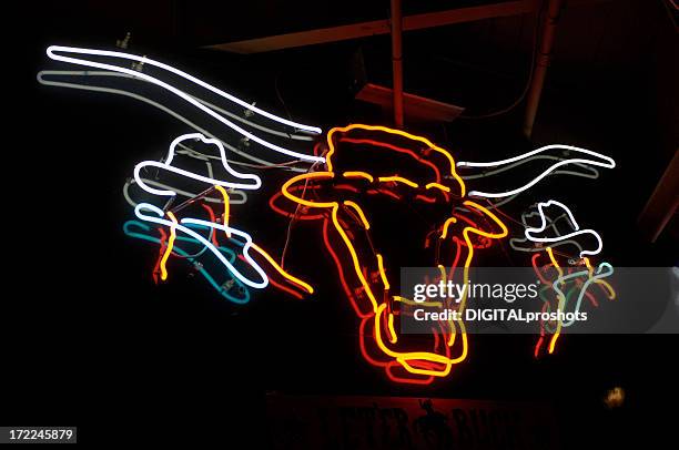 テキサスのロングホーンネオンの看板 - longhorn ストックフォトと画像