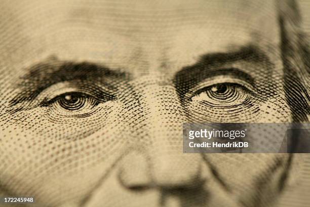 o lincoln's eyes - nota de cinco dólares americanos - fotografias e filmes do acervo