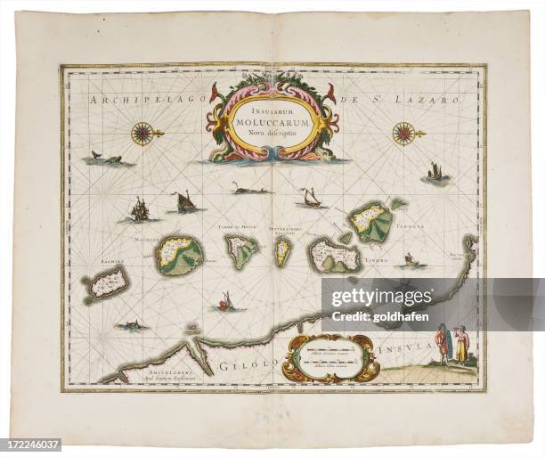 ilustraciones, imágenes clip art, dibujos animados e iconos de stock de archipiélago/islas molucas - vintage world map background