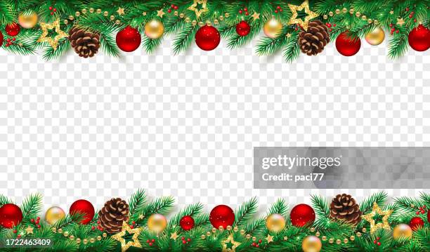 illustrazioni stock, clip art, cartoni animati e icone di tendenza di decorazione natalizia senza cuciture isolata su bianco. - background trasparente