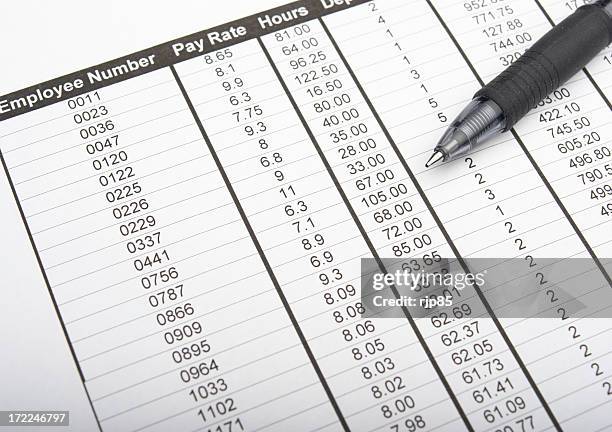 employee spreadsheet - spreadsheet stock pictures, royalty-free photos & images
