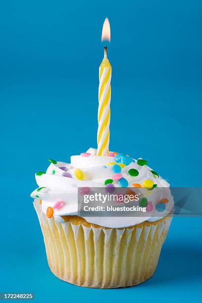 birthday cupcake - cupcake stock pictures, royalty-free photos & images