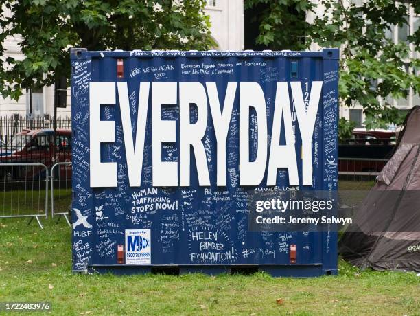 Phil Knights Protest In Container Near Euston Station...Knights Is Living In A Sea Container Near Euston Station For A Fortnight To Raise Awareness...