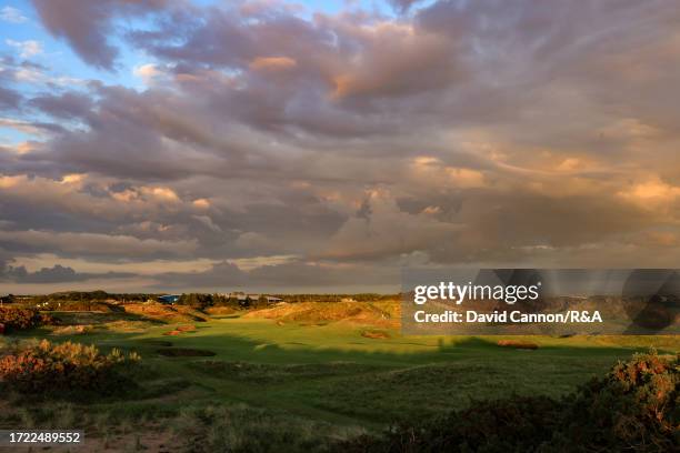 General view of the par 4, seventh hole with the eighth green behind at Royal Troon on August 14, 2023 in Troon, Scotland.