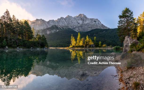 lake eibsee in bavaria, germany, europe - top that stock pictures, royalty-free photos & images