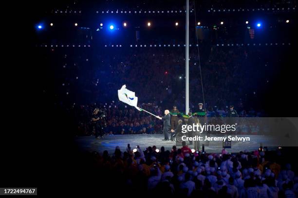 London 2012 Paralympics Closing Ceremony .Boris Johnson With The Paralympic Flag . 10-September-2012