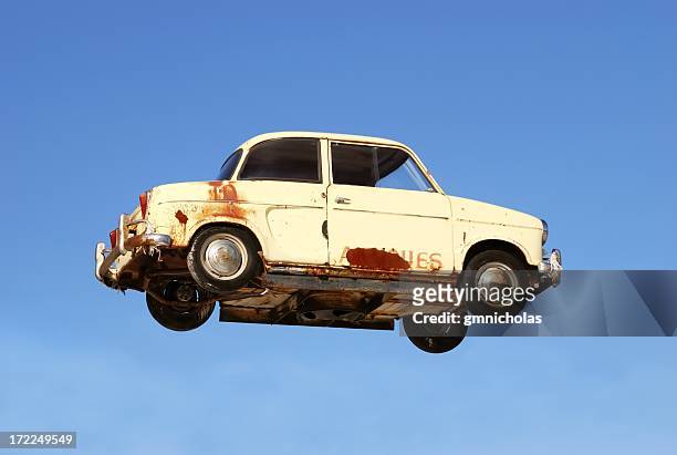flying car - car mid air stock pictures, royalty-free photos & images