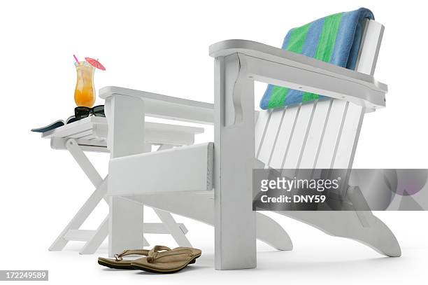 vacation time - adirondack chair white background stock pictures, royalty-free photos & images