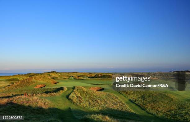 General view of the par 3, eighth hole Postage Stamp at Royal Troon on August 17, 2023 in Troon, Scotland.