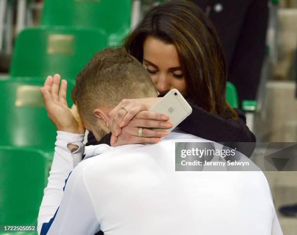 Uefa Euro 2016 .England 0 England Footballer Jack Wilshere Kisses His Wife Andriani After The Match In Saint Etienne. 21-June-2016