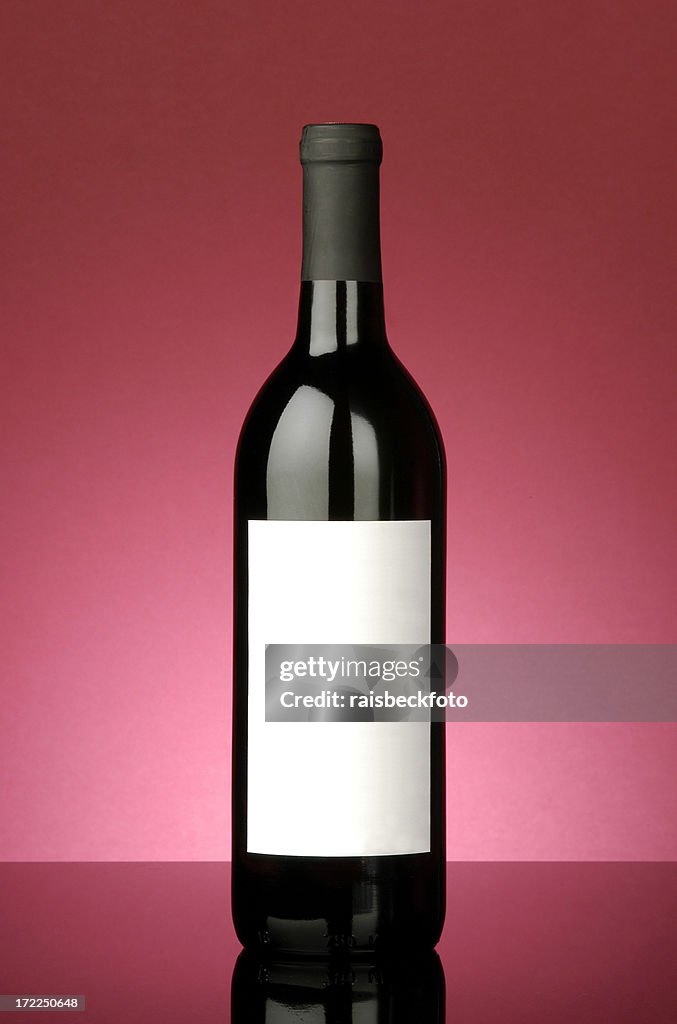 Red Wine Bottle with Blank Label