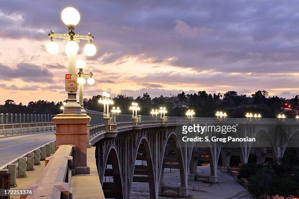bridge at sunset - pasadena california stock pictures, royalty-free photos & images