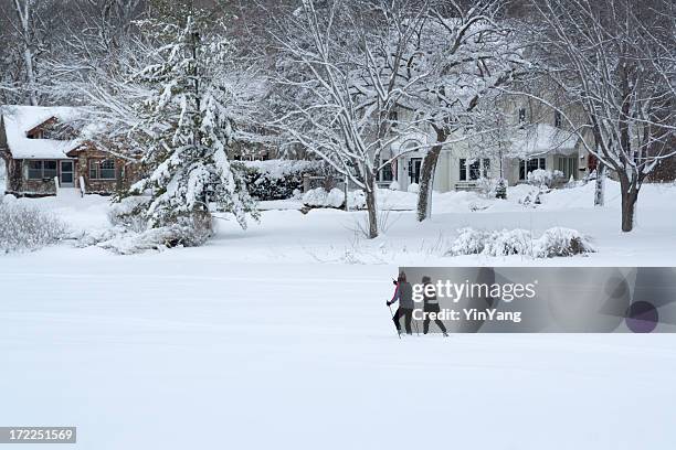 skiing home - minneapolis winter stock pictures, royalty-free photos & images