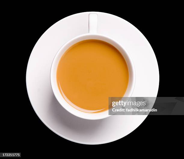 à thé - tea cup overhead view photos et images de collection