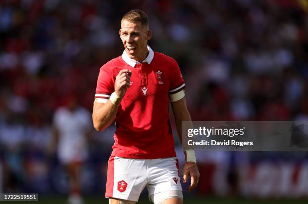 Liam Williams of Wales looks on during the Rugby World Cup France 2023 Pool C match between Wales and Georgia at Stade de la Beaujoire on October 07,...