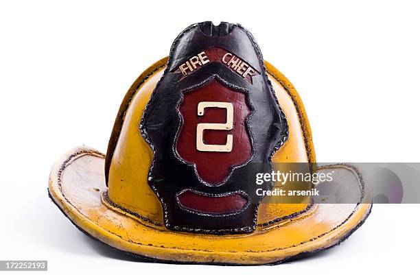 fire chief helm - firefighter's helmet stock-fotos und bilder