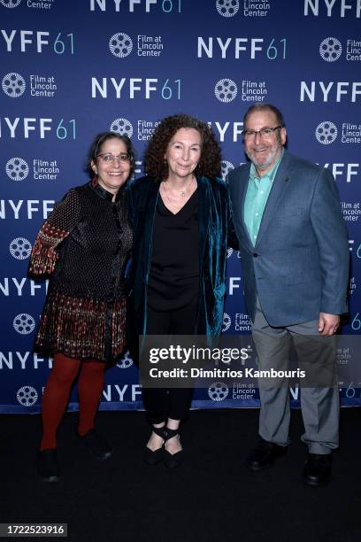 Amy Heller, Nancy Savoca and Dennis Doros attend the "Household Saints" Red Carpet during the 61st New York Film Festival at Furman Gallery on...