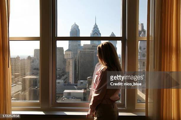 hotel room with a view - philadelphia stock pictures, royalty-free photos & images