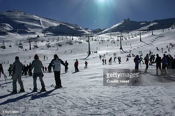 ski learning. learning to ski. (sierra nevada) - andalucian sierra nevada stock pictures, royalty-free photos & images