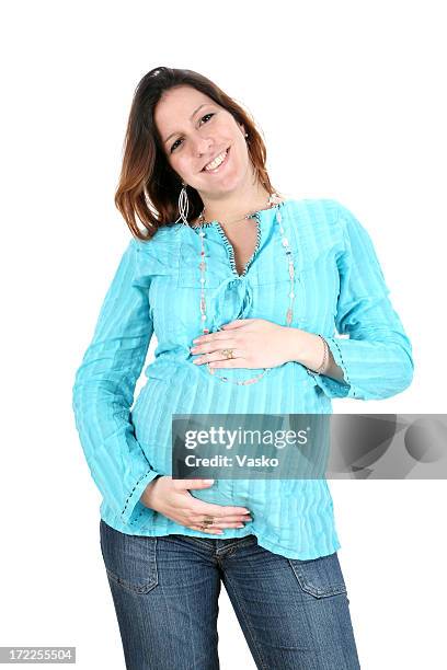 happy mother to be - pregnant isolated stock pictures, royalty-free photos & images