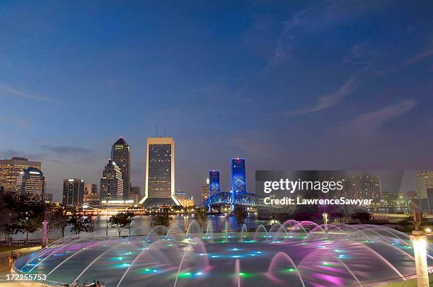 jacksonville in florida light skyline at night - jacksonville stock pictures, royalty-free photos & images
