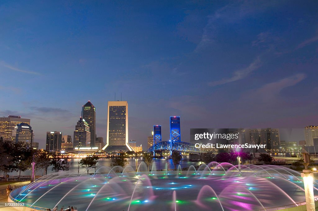 Jacksonville in Florida light skyline at night