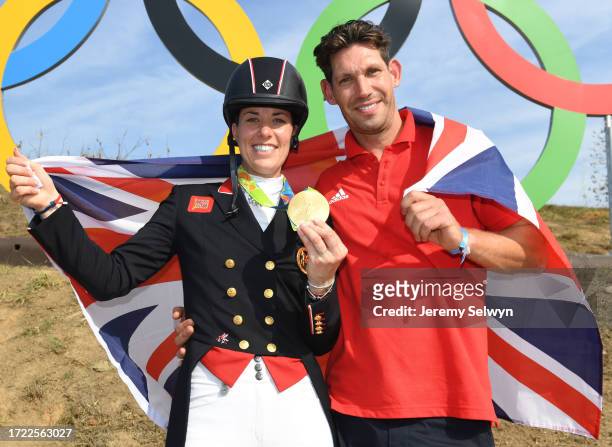 Rio Olympics 2016.Charlotte Dujardin With Her Fianc¿ Dean Wyatt-Golding After Winning The Gold In The Individual Dressage. 15-August-2016