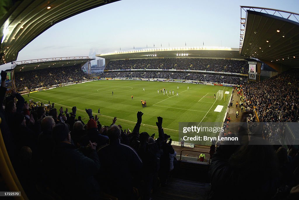 A general view of Molineux stadium as the Wolverhampton Wanderers fans celebrate