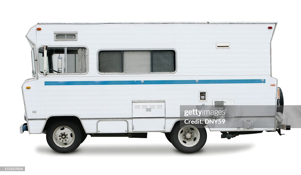 Retro Motorhome Isolated O White Background