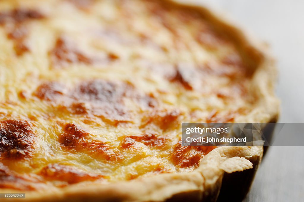 Whole freshly baked Quiche Lorraine