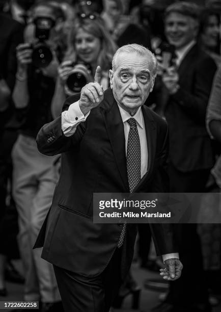 Martin Scorsese attends the "Killers Of The Flower Moon" Headline Gala premiere during the 67th BFI London Film Festival at The Royal Festival Hall...
