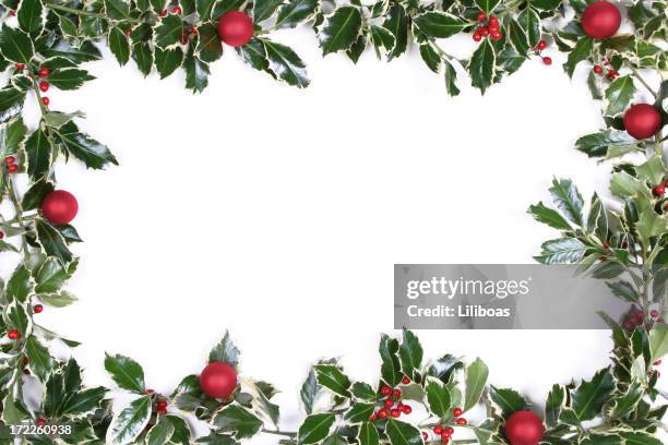 holly series - christmas frame stock pictures, royalty-free photos & images