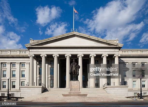 exterior of the united states treasury department - treasury stock pictures, royalty-free photos & images