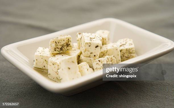 feta cheese cubes - cheese cubes stock pictures, royalty-free photos & images