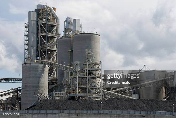 overview of large concrete plant - cement factory stock pictures, royalty-free photos & images