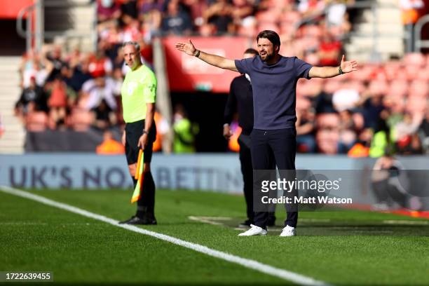 Southampton manager Russell Martin during the Sky Bet Championship match between Southampton FC and Rotherham United at St. Mary's Stadium on October...