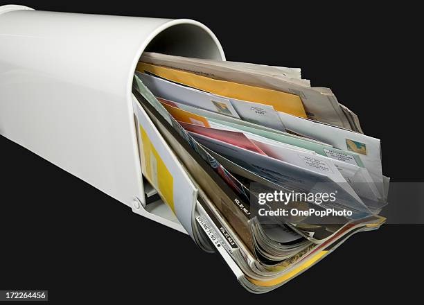 mailbox full of mail - junk mail stock pictures, royalty-free photos & images