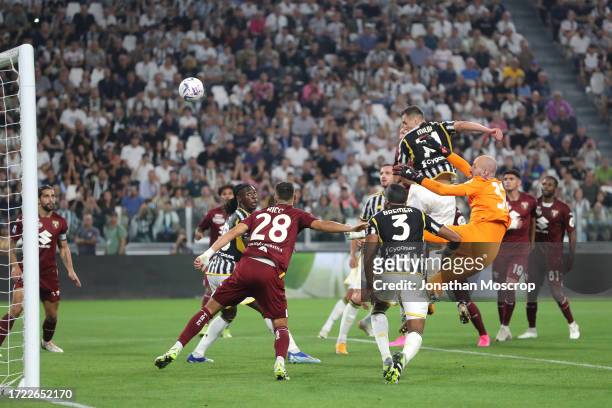 Arkadiusz Milik of Juventus scores to give the side a 2-0 lead during the Serie A TIM match between Juventus and Torino FC at Allianz Stadium on...