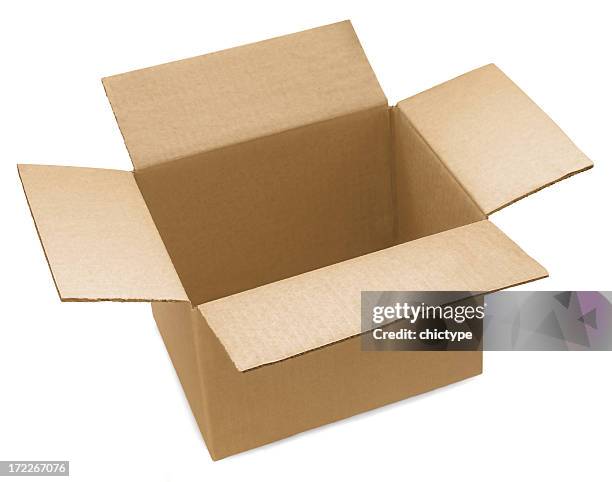 open cardboard box - brown box stock pictures, royalty-free photos & images