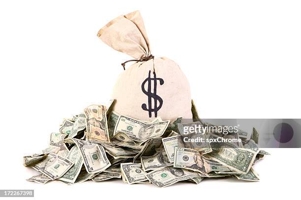 money bag - eén dollar amerikaanse dollar stockfoto's en -beelden