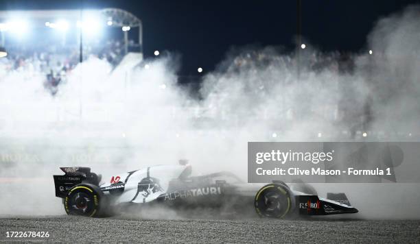 Liam Lawson of New Zealand driving the Scuderia AlphaTauri AT04 in the gravel during the Sprint ahead of the F1 Grand Prix of Qatar at Lusail...