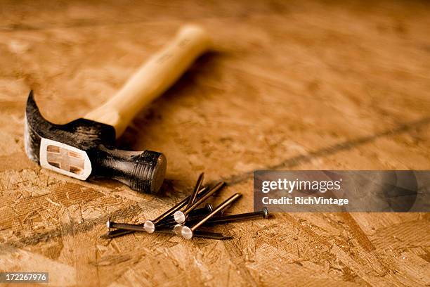 hammer and nails - metal hammer stock pictures, royalty-free photos & images