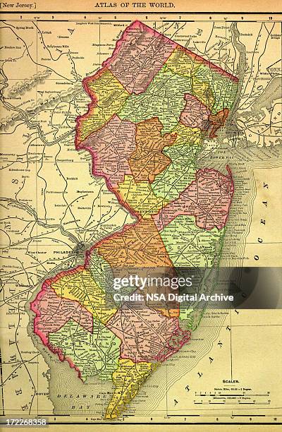 bildbanksillustrationer, clip art samt tecknat material och ikoner med new jersey old map - kartograf