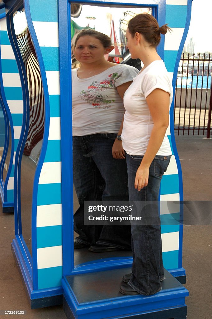Blue And White Distorting Mirror Distorting Body High-Res Stock Photo ...