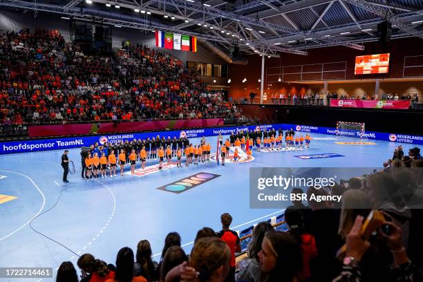 Head Coach Per Johansson of the Netherlands, Goalkeeper Rinka Duijndam of the Netherlands, Goalkeeper Tess Lieder of the Netherlands, Goalkeeper Yara...