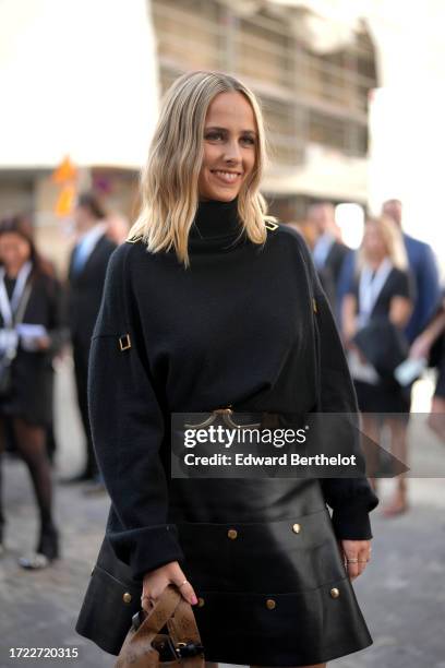 Pauline Chalamet is seen, outside Vuitton, during the Womenswear Spring/Summer 2024 as part of Paris Fashion Week on October 02, 2023 in Paris,...