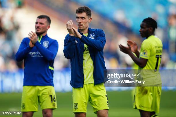 Josh Ruffels of Huddersfield Town claps the fans at full time during the Sky Bet Championship match between Sheffield Wednesday and Huddersfield Town...