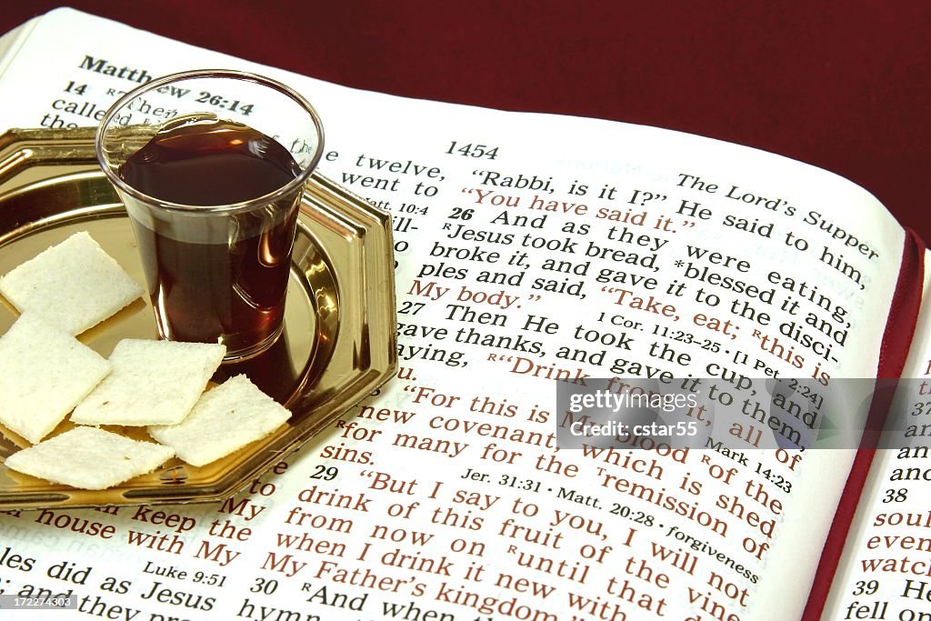 Religious: The Lord's Supper with open Bible