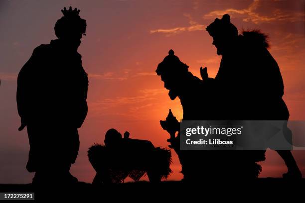 three kings (photographed silhouette) - 3 wise men stock pictures, royalty-free photos & images