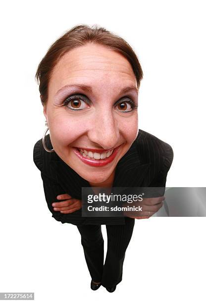 cute businesswoman - fish eye lens people stock pictures, royalty-free photos & images